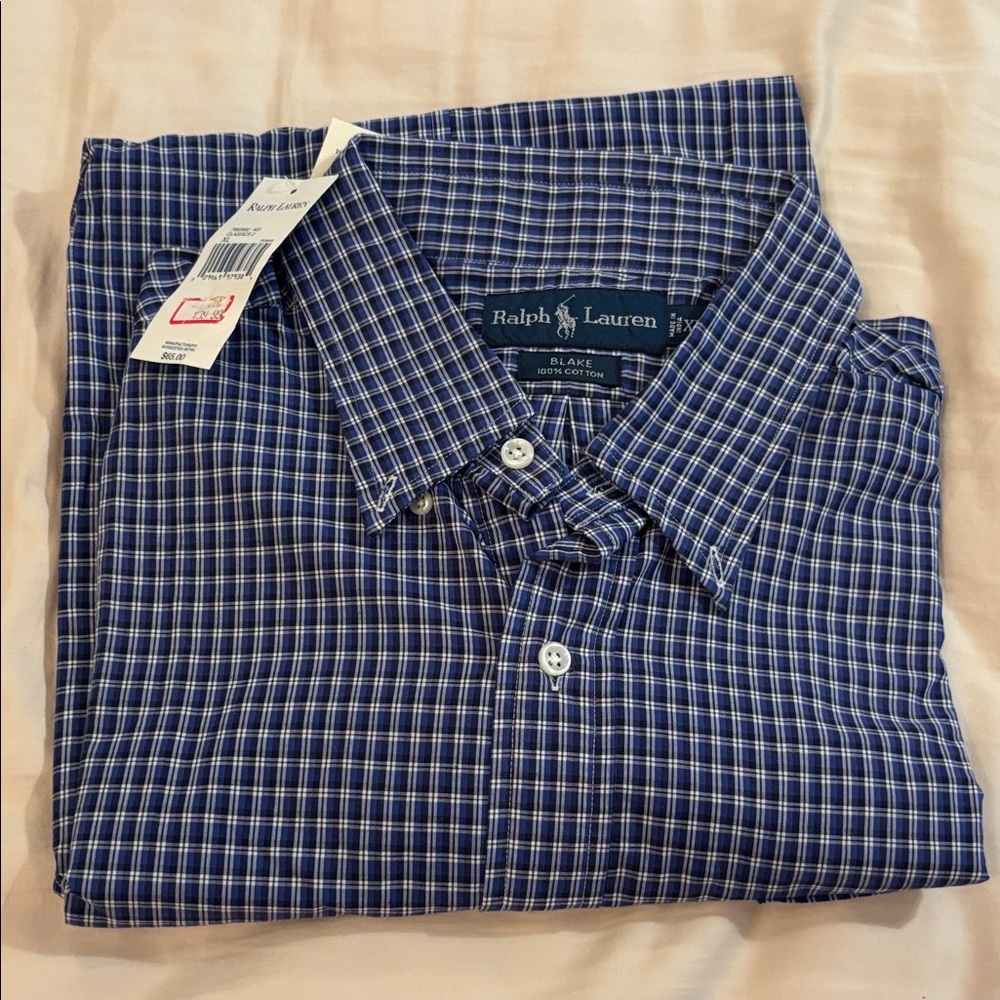 Ralph Lauren Men's Navy Checkered Shirt